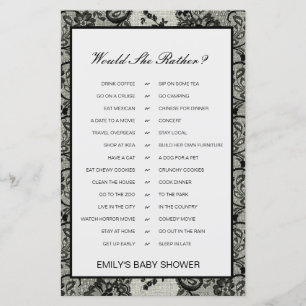 Would She Rather Baby Shower Game PRINTED