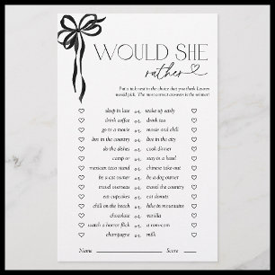 Would She Rather Black Bow Bridal Shower Game