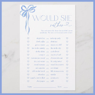 Would She Rather Blue Bow Bridal Shower Game