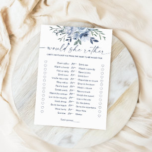 Would She Rather Blue Bridal Shower Game Card