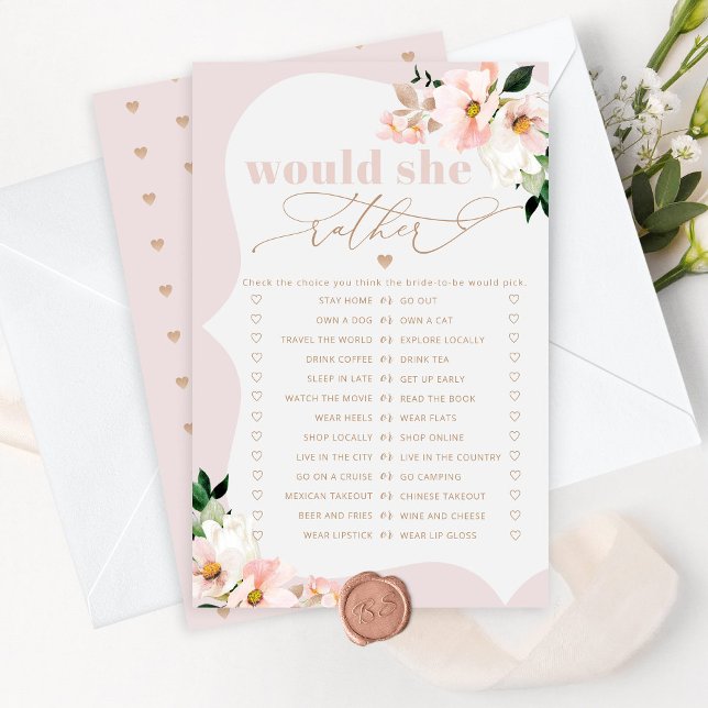 Would she rather blush floral bridal shower game (Creator Uploaded)