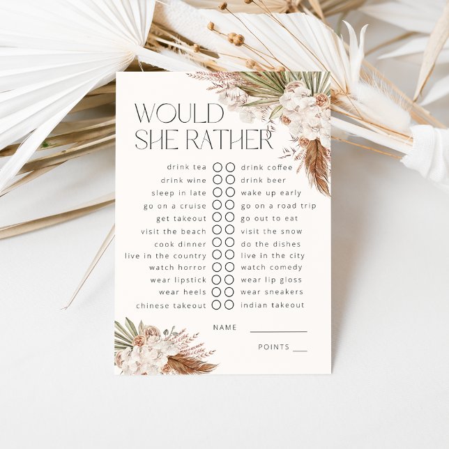 Would She Rather Bohemian Floral & Feathers Enclosure Card (Creator Uploaded)