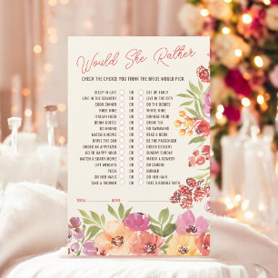 Would she rather boho floral bridal shower game