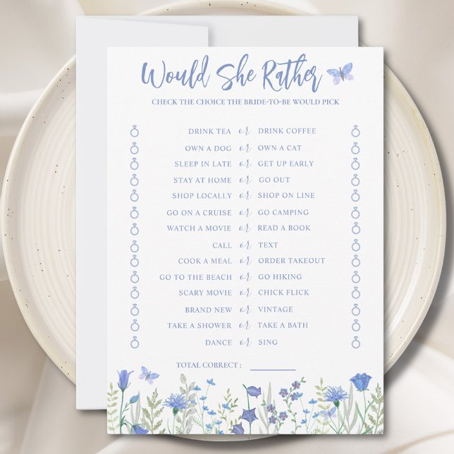 Would She Rather Bridal Shower Game Card (Creator Uploaded)