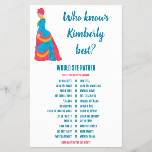 Would She Rather Bridal Shower Game Flyer