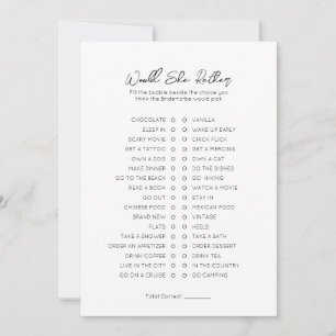 Would She Rather- Bridal Shower Game Holiday Card