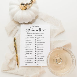 Would She Rather Bridal Shower Game Invitation
