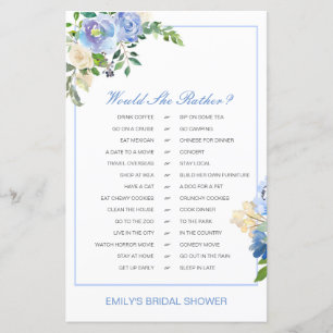 Would She Rather Bridal Shower Game PRINTED