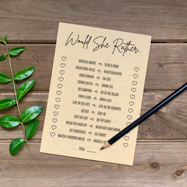 Would She Rather Bridal Shower Game Programme (Creator Uploaded)