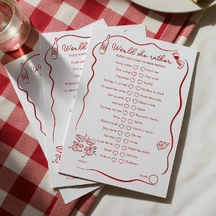 Would She Rather Bridal Shower Game That's Amore Advice Card