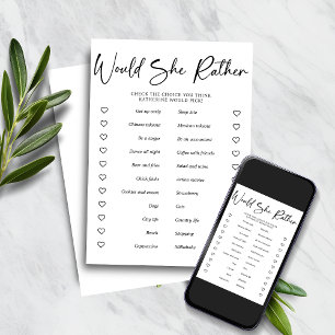 Would She Rather Bridal Shower Party Game Invitation