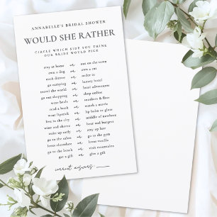 Would She Rather Bride Bridal Shower Game