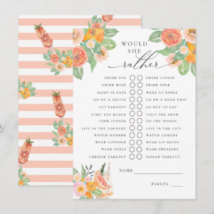 Would She Rather Bright Cocktail Bridal Game Enclosure Card