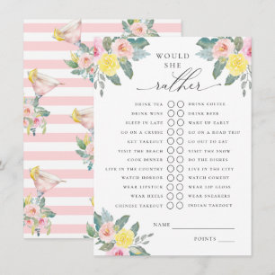 Would She Rather Bright Cocktail Bridal Game Enclosure Card