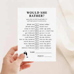 Would She Rather Champagne Bridal Shower Game Invitation