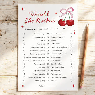 Would She Rather Cherry Bow Baby Shower Game