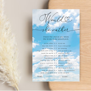 Would She Rather Cloud 9 Bridal Shower Game