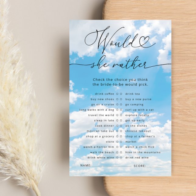 Would She Rather Cloud 9 Bridal Shower Game (Creator Uploaded)