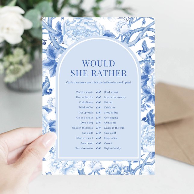 Would She Rather Coastal Bridal Shower Game Card (Creator Uploaded)
