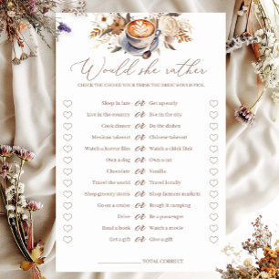 Would She Rather Coffee Bridal Shower Game