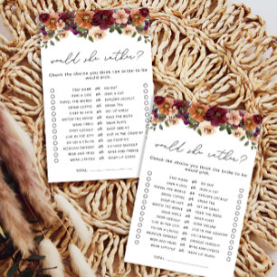 Would She Rather Fall Floral Bridal Shower Game