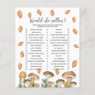Would She Rather - Fall mushrooms Baby Shower Game