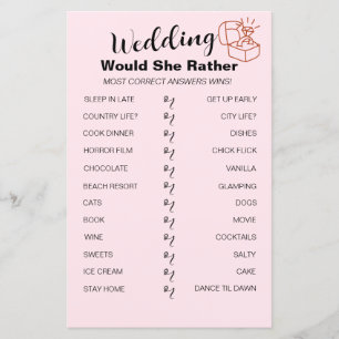 Would She Rather? Game Fun Bridal Shower Game 