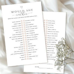 Would She Rather Game Minimal Bridal Shower