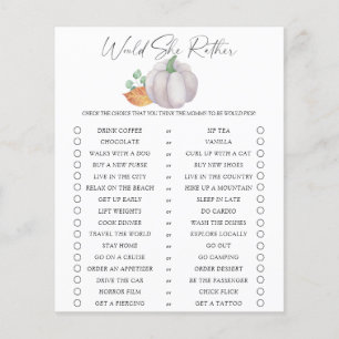 Would She Rather game - White pumpkin -
