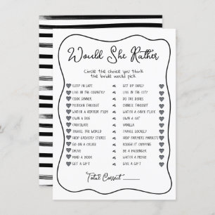Would She Rather Hand Drawn Bridal Shower game Invitation