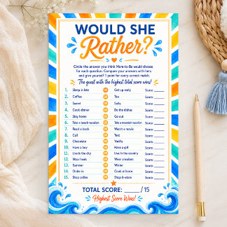 Would She Rather? Here Comes the Son Shower Game