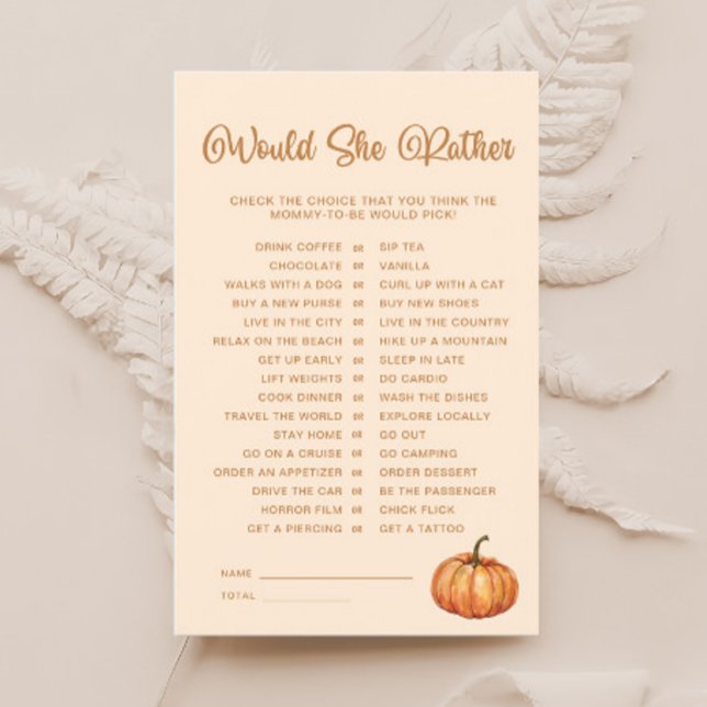 Would She Rather Little Pumpkin Baby Shower Game (Creator Uploaded)