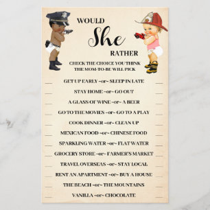 Would She Rather Little Recruit Shower Game Card