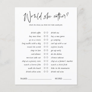Would She Rather   Minimal Bridal Shower Game