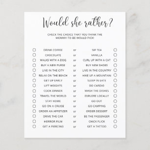 Would She Rather Minimalist Baby Shower Game
