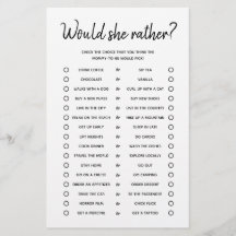 Would She Rather Minimalist Baby Shower Game