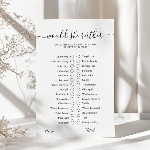 Would She Rather Minimalist Bridal Shower Game