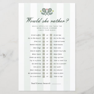 Would She Rather Perfect Match Bridal Shower Game