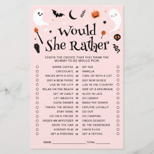 Would She Rather Pink Halloween Baby Shower Game