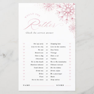 Would She Rather Pink Snow in Love Bridal Shower