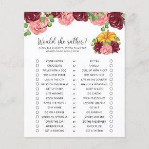 Would She Rather - Pumpkin Baby Shower Game