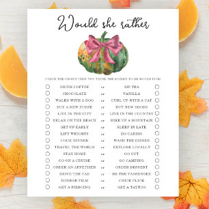 Would she rather Pumpkin baby shower game