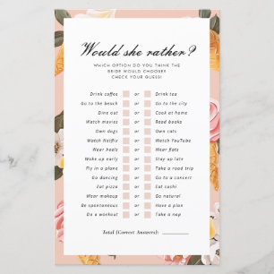 Would She Rather Scooped Up Bridal Shower Game