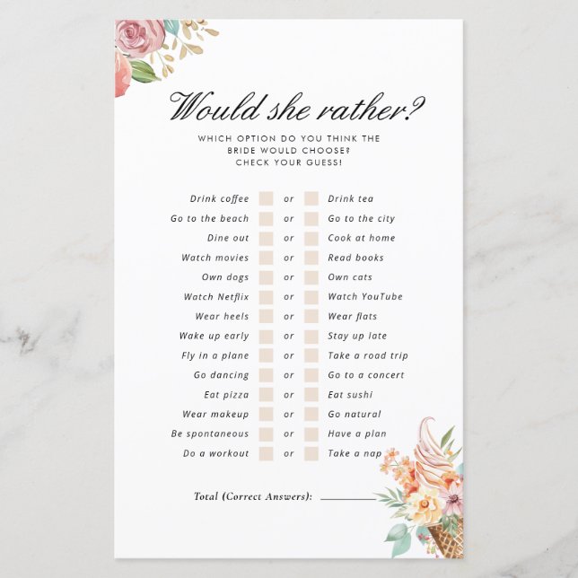 Would She Rather She's Been Scooped Bridal Game (Front)