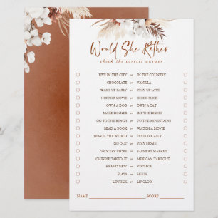 Would She Rather Terracotta Floral Bridal Game
