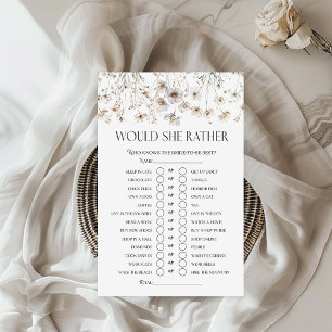 Would She Rather Wildflower Bridal Shower Game