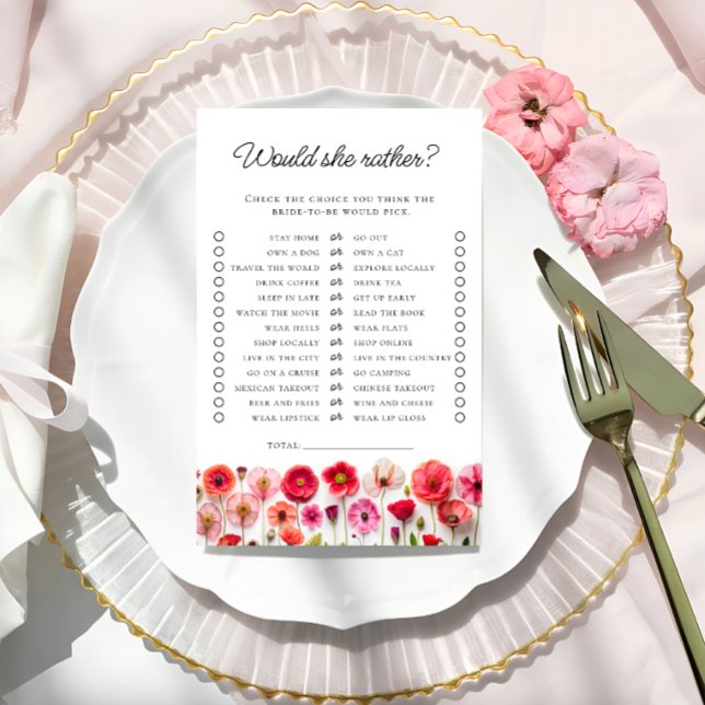 Would She Rather Wildflower Bridal Shower Game (Creator Uploaded)