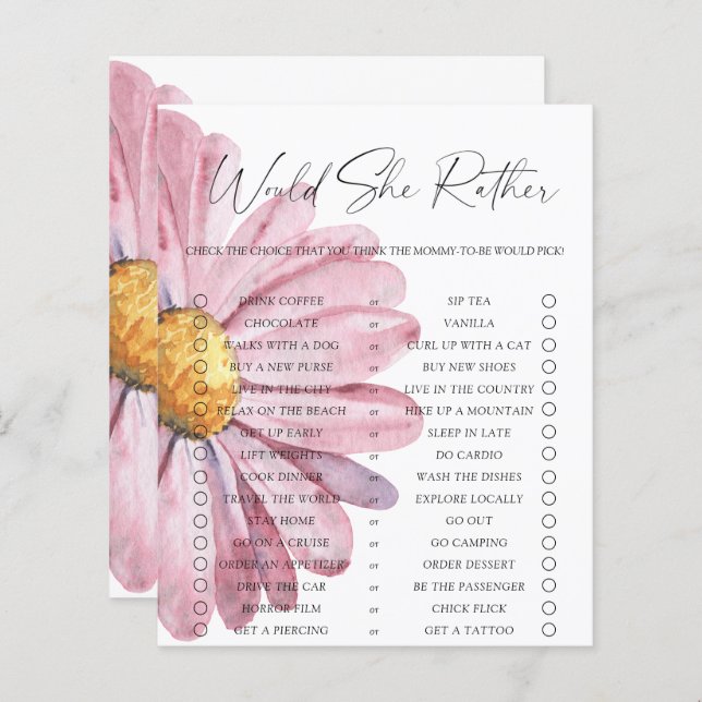 Would She Rather Wildflower daisy game (Front/Back)