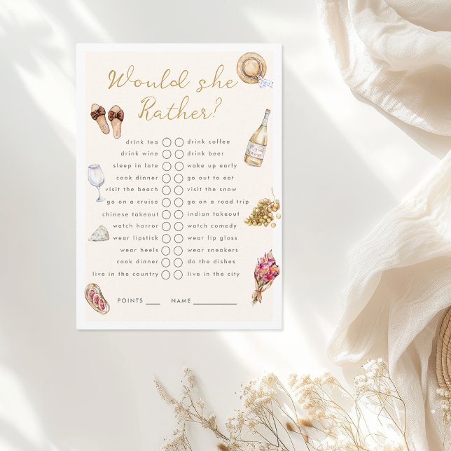 Would She Rather Winery Picnic Bachelorette Enclosure Card (Creator Uploaded)