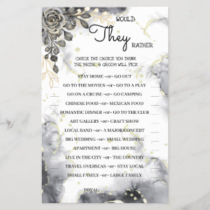 Would They Rather Black Roses Shower Game Card